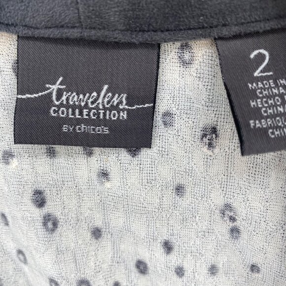 Chicos Jacket Womens 2 US Large Ivory Gold Travelers Foiled Peacock 3/4 Sleeves - Picture 5 of 10